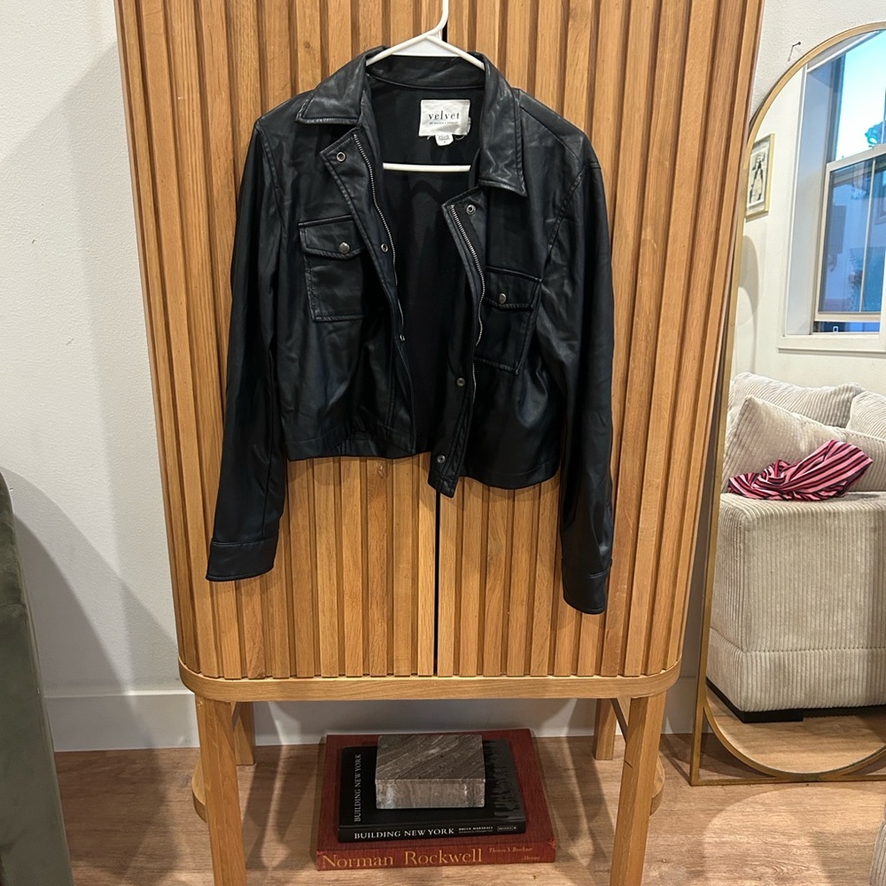 Velvet by Graham and Spencer Black Vegan Leather Jacket